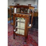 AN EARLY 20TH CENTURY MAHOGANY AND INLAID ARTS & CRAFTS DISPLAY CABINET, rectangular top above an