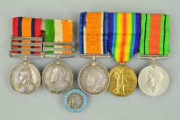 BOER WAR AND WWI MEDALS, as follows, Queens South Africa, bars Wittebergen, Transvaal, Cape Colony