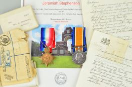 A WWI 1914-15 STAR AND BRITISH WAR MEDAL, named to 3241 Pte. J. Stephenson, 'A' Coy, 1st/7th Btn