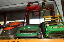 A FLYMO LAWN MOWER, a Qualcast 32 lawnrake and a Qualcast concorde lawn mower (3)