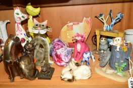 A GROUP OF CAT ORNAMENTS to include two Border Fine Arts Comic & Curios Cats 'The Collector' A3562