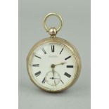 A SILVER FUSEE OPEN POCKET WATCH, London 1889