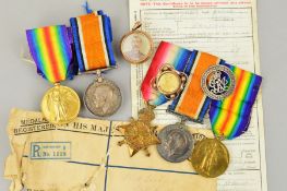 A WWI 1914-15 STAR TRIO OF MEDALS, (swing mounted) named to 56923 Dvr, James Nicholson RFA, together