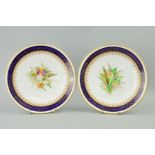 A PAIR OF ROYAL WORCESTER DESSERT PLATES, florally decorated, diameter approximately 23cm (2)