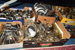 THREE BOXES OF STAINLESS STEEL, KITCHENWARES, including Old Hall and Danish items and two boxes