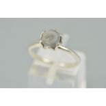 A PANDORA RING, the hardstone in a flower shape setting to the plain band, stamped S925 ALE 52, size
