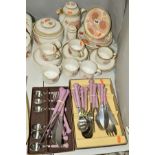 DENBY 'GYPSY' PATTERN COFFEE SET etc, together with Denby 'Regency' knives, forks and spoons, (