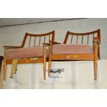 A PAIR OF CINTIQUE TEAK FRAMED STICK BACK ARMCHAIRS with swept armrests (2)