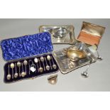 A CASED SET OF TWELVE LATE VICTORIAN/EDWARDIAN SILVER APOSTLE TOP TEASPOONS AND MATCHING SUGAR