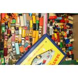 A QUANTITY OF UNBOXED AND ASSORTED PLAYWORN DIECAST VEHICLES, to include Matchbox, Corgi Juniors,