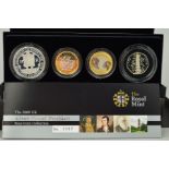 A ROYAL MINT PIEDFORT SILVER PROOF FOUR COIN SET, to include the rare and sought after Kew Gardens