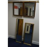 A GILT FRAMED RECTANGULAR WALL MIRROR and three other wall mirrors (4)
