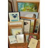 PICTURES AND PRINTS, etc, to include an abstract painting signed Megan Jones, framed,