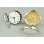 A GEORGE III SILVER VERGE POCKET WATCH by Joseph Slack, Birmingham 1791