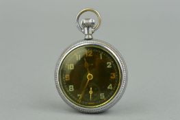 A MILITARY ELGIN POCKET WATCH, with black dial, subsidiary seconds dial on back, broad arrow mark