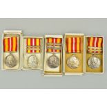 A COLLECTION OF FIVE BOXED BRITISH RED CROSS MEDALS, for Long and Efficient Service, named as