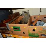 TWO BOXES OF VARIOUS CARPENTRY TOOLS, to include Stanley planes and other planes, together with