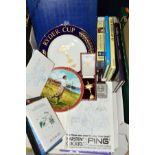 GOLF RYDER CUP INTEREST, a Garrard cased 1989 trophy badge, autographs from 1985 Bells Ryder Cup and