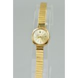 A MID 20TH CENTURY 9CT GOLD LADY'S ROLEX PRECISION WRISTWATCH, cushion shaped case measuring