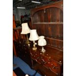AN OAK BARLEY TWIST DRESSER, the upper section with double plate rack above two deep drawers and
