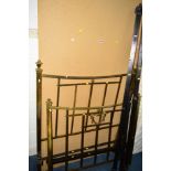 A VICTORIAN BRASS SINGLE BED FRAME with irons