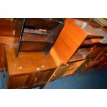 A TEAK SIDEBOARD with two drawers on four legs (sd), a teak telephone seat/table, an Edwardian two