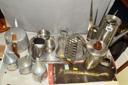 A PARCEL OF OLD HALL STAINLESS STEEL TABLE WARES to include a tall Superavon tapering coffee pot,