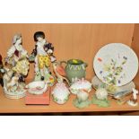 A GROUP OF CERAMICS, to include Royal Worcester dessert plates, 'Butterflies' trinket bell, '