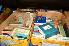 FOUR BOXES OF BOOKS, to include a boxed collection of facsimile Rupert books, a Motor Racing