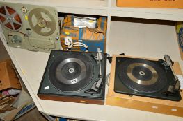 A FERROGRAPH SERIES 4 REEL TO REEL PLAYER TOP PLATE, (no controls), two Garrard SP25 MKII turntables