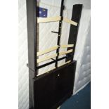 A BLACK LEATHERETTE SINGLE BED FRAME