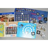 AN AMOUNT OF UK 20TH CENTURY COINS AND FOOTBALL RELATED COINS AND BADGES, to include a gold half