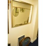 A MODERN RECTANGULAR FRAMED WALL MIRROR, and two other wall mirrors (3)