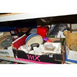 SIX BOXES AND LOOSE, CERAMICS, STAMPS, TUPPERWARE etc (all proceeds in aid of We Love Lichfield