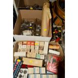 THREE BOXES OF VINTAGE VACUUM TUBES (THERMIONIC VALVES), boxed and loose from makers like Mullard,