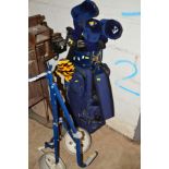 A LONGRIDGE GOLF BAG WITH VARIOUS CLUBS