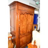 A BURR WALNUT AND WALNUT FRENCH SINGLE DOOR LINEN CUPBOARD, incorporating older timbers, width 122cm
