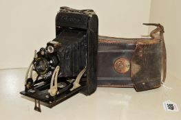 A VOIGTLANDER JUBITAR FOLDING CAMERA, with original leather case