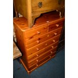 A MODERN PINE CHEST of two short and five long drawers, width 80cm x depth 39cm x height 107cm