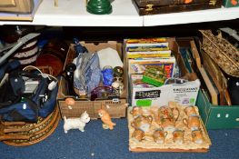 FOUR BOXES AND LOOSE CERAMICS, GLASS, PICTURES AND SUNDRY ITEMS, to include Beswick West Highland