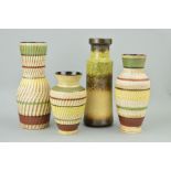 A GROUP OF FOUR WEST GERMAN POTTERY VASES, approximate tallest height 32cm (4)