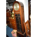 AN EARLY 20TH CENTURY OAK LONGCASE CLOCK, height 191cm (three weights)