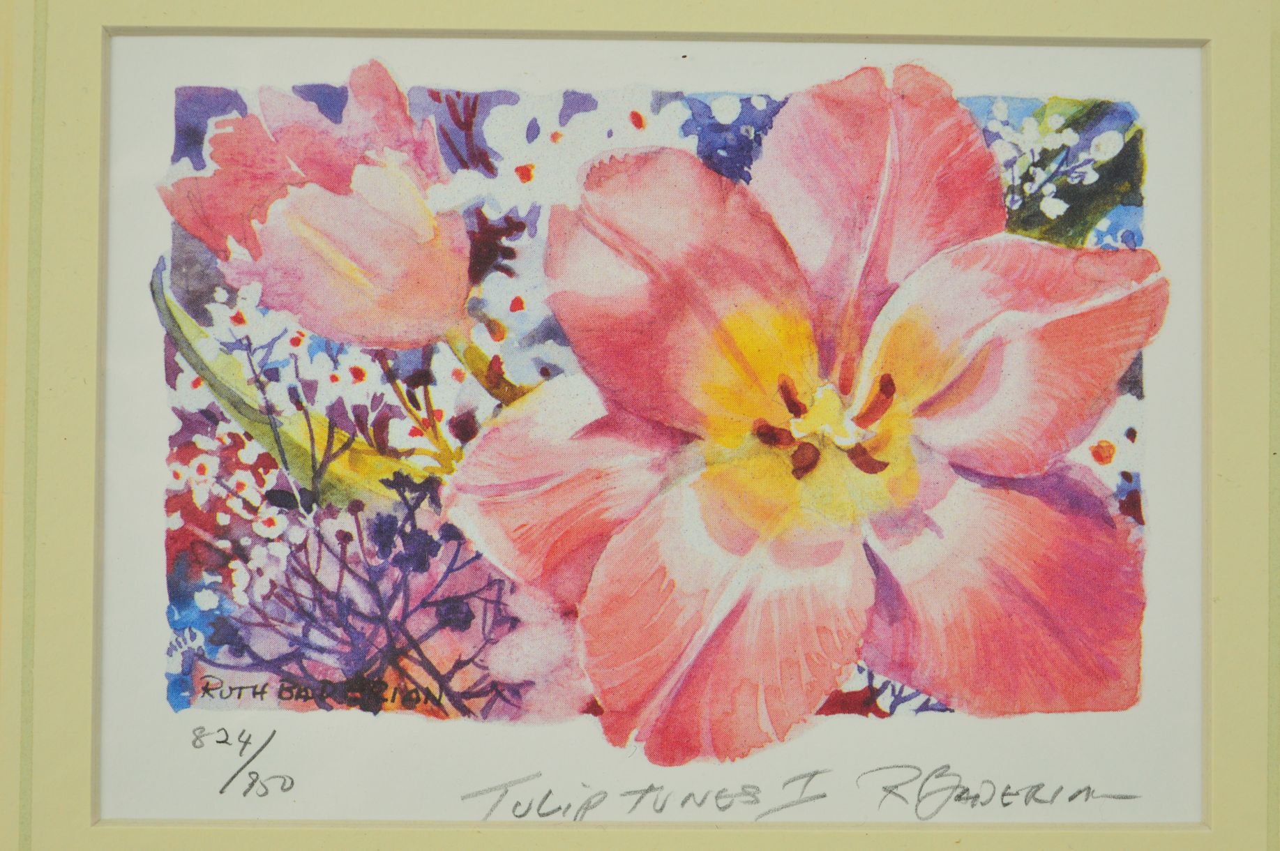 RUTH BADERIN (AMERICAN) 'TULIP TUNES I', a limited edition print 824/950, signed, titled and - Image 2 of 2