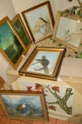 A COLLECTION OF OIL ON CANVAS PAINTINGS to include Dick Twinney, Wilfred Jenkins and bird