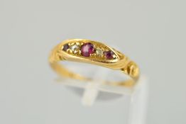 AN 18CT GOLD EDWARDIAN RUBY AND DIAMOND DRESS RING, ring size N, hallmarked 18ct gold, Birmingham