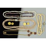 FIVE NECKLACES AND A PAIR OF CUFFLINKS to include two freshwater cultured pearl necklaces, two