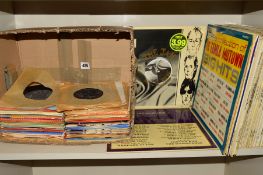 A BOX OF OVER 30 L.P'S AND EIGHTY SINGLES, from the 1960's including Hermans Hermits, Manfred