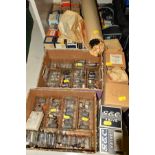 THREE BOXES OF OVER SIXTY BOXED VINTAGE VACUUM TUBES (THERMIONIC VALVES), and over eighty unboxed