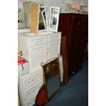 A STAG MINSTRAL TWO DOOR WARDEROBE, together with a modern chest of six drawers, a pair of bedside