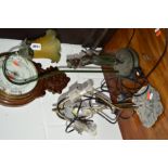 TWO REPRODUCTION FIGURAL TABLE LAMPS, a modern Tiffany style lamp and another lamp (4)